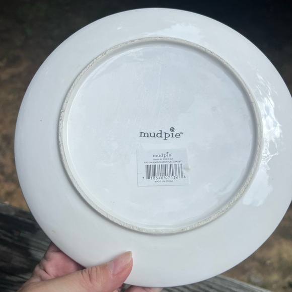 Mud Pie Raised Seashell Rattan Dessert Plate - Picture 6 of 6